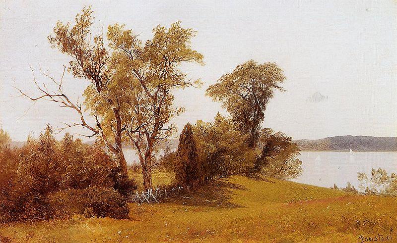 Albert Bierstadt Sailboats on the Hudson at Irvington Spain oil painting art